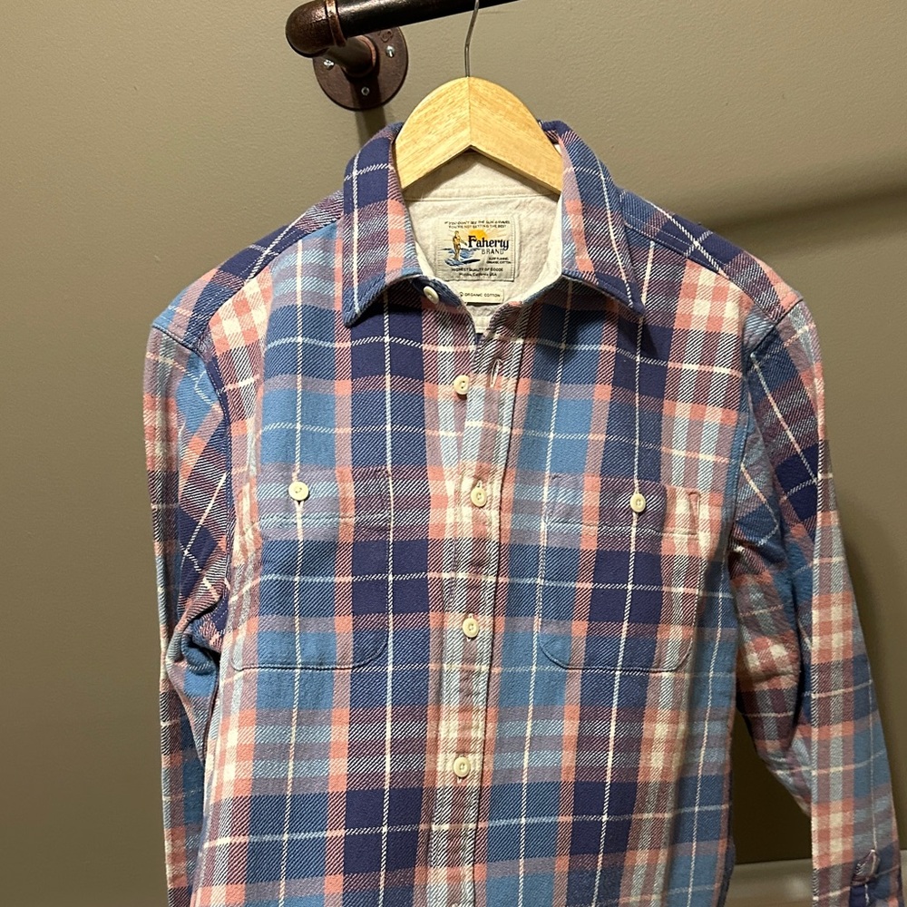 Faherty Pink & Blue Plaid Long-Sleeve Button-Down Shirt